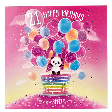 Drinking, sensibly, of course, is on the agenda for most so, while enjoying the odd beverage is still a novelty, a personalised bottle of their favourite sauce makes for a great celebratory birthday gift. Buy Platinum Collection 21st Birthday Card - Panda & Cake ...