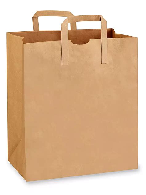 Paper Grocery Bags 12 X 7 X 14 17 Barrel Flat Handle Kraft S