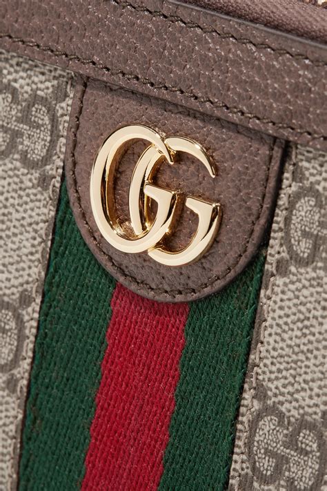 Gucci Ophidia Textured Leather Trimmed Printed Coated Canvas