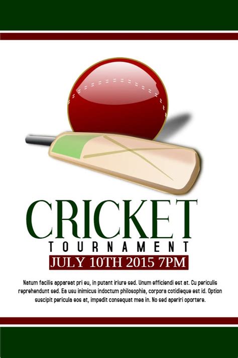 Printable Cricket Tournament Posterflyer Design Click To Customize