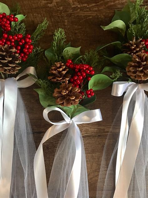 Wedding pew decoration winter wedding decoration church | Etsy