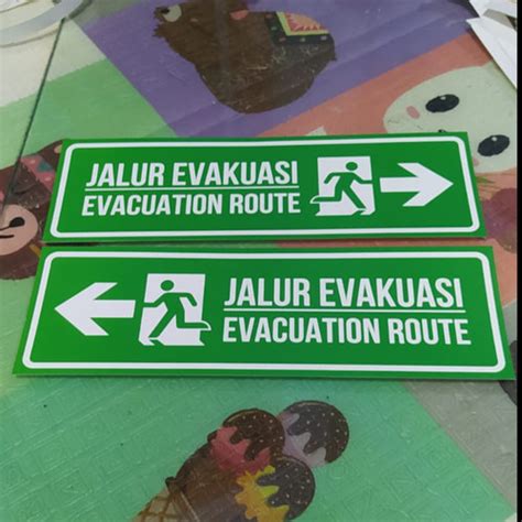 Jual Sign Jalur Evakuasi Dua Bahasa Sticker Dan Akrilik Cm X Cm