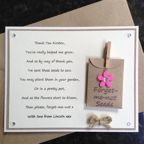 Personalised Thank You Teacher Poem T Magnet Forget Me Not Seeds