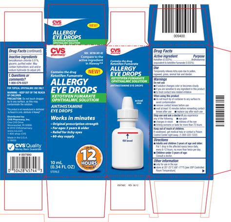 Allergy Eye Drops Ketotifen Fumarate Solution Drops