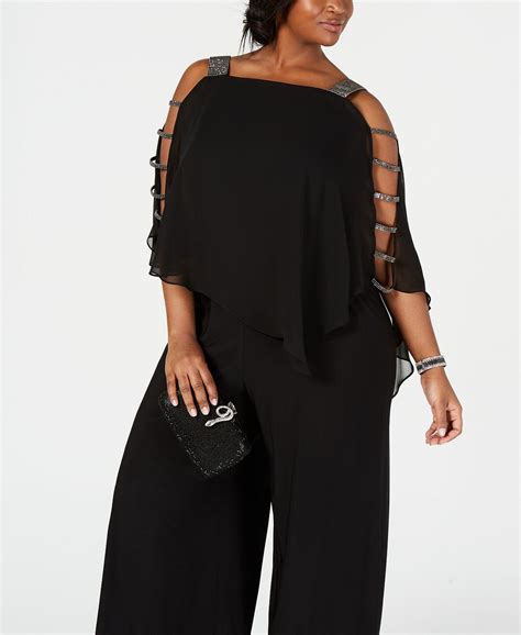 msk plus size embellished cape overlay jumpsuit and reviews dresses plus sizes macy s ropa