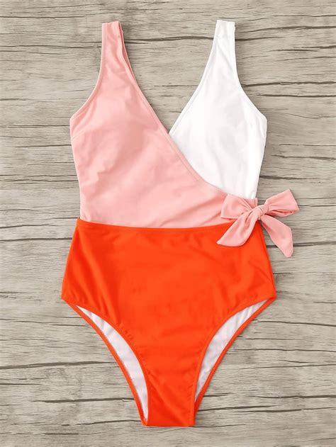 Shein Colorblock Surplice Neck One Piece Swimsuit What To Pack For