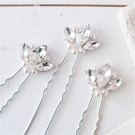 Pearl And Diamante Fan Pins By Melissa Morgan Designs