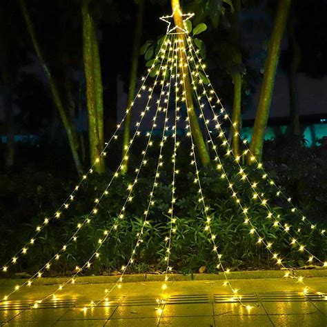 Funiao Christmas Decorations Star String Lights 317 Led Waterfall