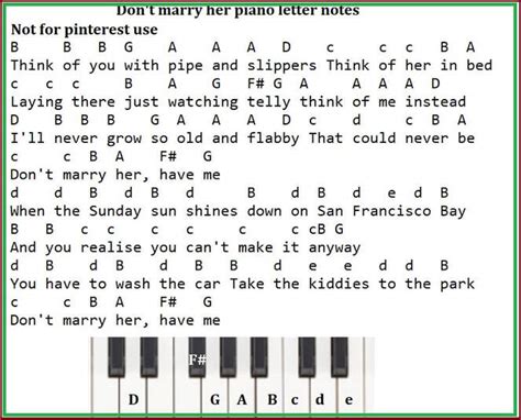 Dont Marry Her The Beautiful South Piano Letter Notes Tin Whistle