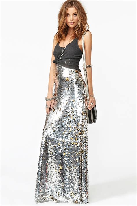 Lyst Nasty Gal Gina Sequin Maxi Skirt In Metallic