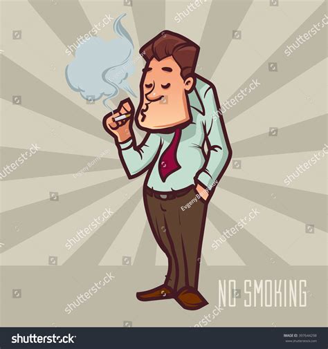 Funny Cartoon Office Worker Smoking No Stock Vector Royalty Free