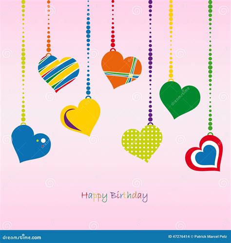 Hearts Happy Birthday Vector Stock Vector Illustration Of Happy