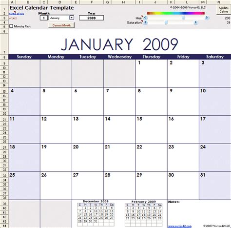 Excel Perpetual Calendar Template Doctemplates