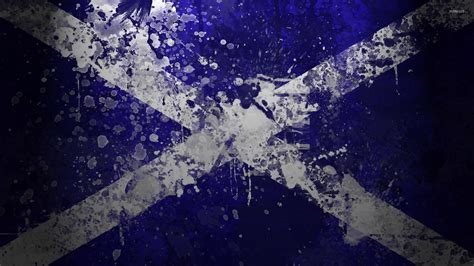 Flag Of Scotland With Paint Splash Wallpaper Digital Art