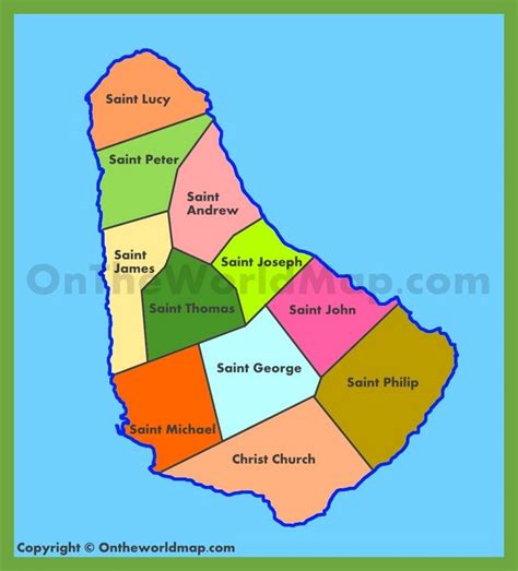 Administrative Map Of Barbados Saint Lucy Saint Philip Saint James Saint George Physical Map