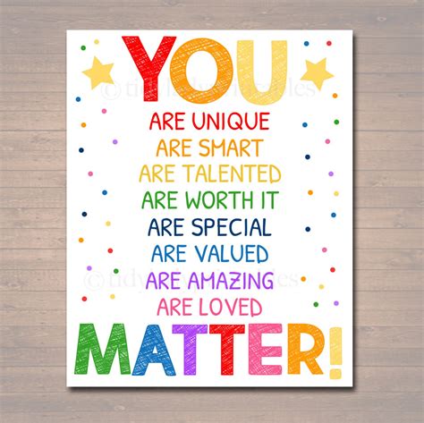 You Matter Classroom Printable Counseling Office Poster Etsy