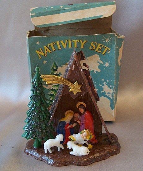 Vintage Christmas Nativity ~ Tiny 3 12 Tall Plastic Nativity