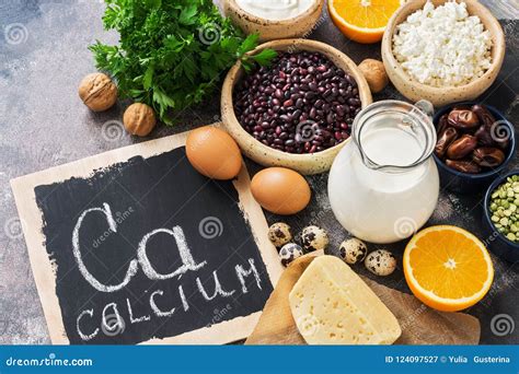Food With Calcium A Variety Of Foods Rich In Calcium Signboard With