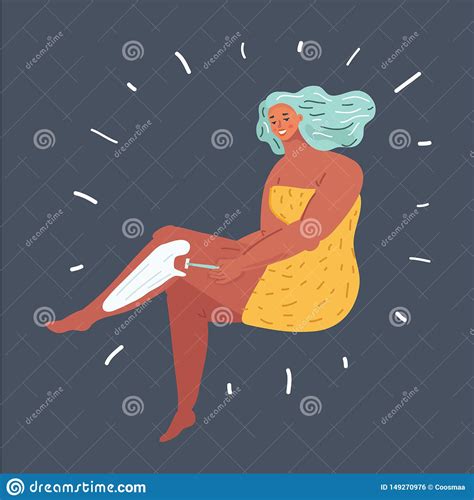 Woman Shaving Her Leg On Dark Stock Vector Illustration Of Body Figure
