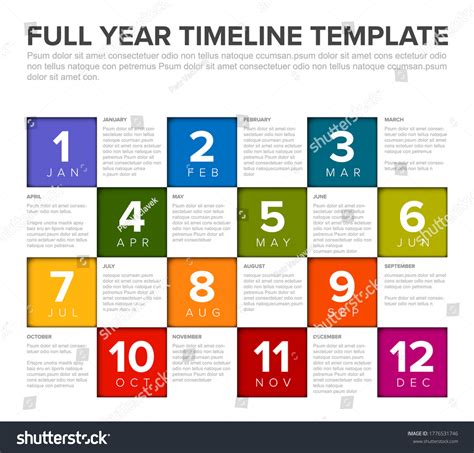 Infographic Full Year Timeline Template Royalty Free Stock Vector
