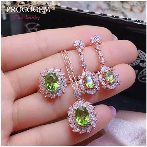 Trendy Natural Peridot Jewelry Sets For Women Girls Party Ts