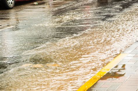 Quito Ecuador September 20 2016 Close Up Of A Flooded Road In