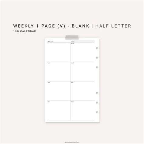 Daily Planner Printable Half Size Half Letter Inserts Daily Etsy