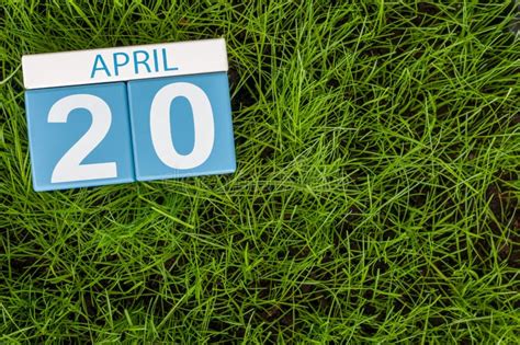 April 20th Day 20 Of Month Calendar On Football Green Grass