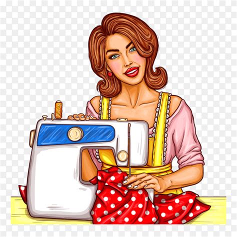 Young Women Dressmaker Sewing Machine Clipart Png Similar Png
