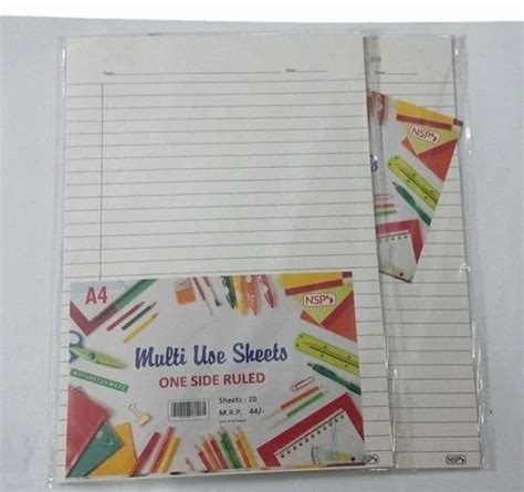 80 Gsm Project Paper Sheets A4 Ruling Single Line 20 At Rs 14pack In