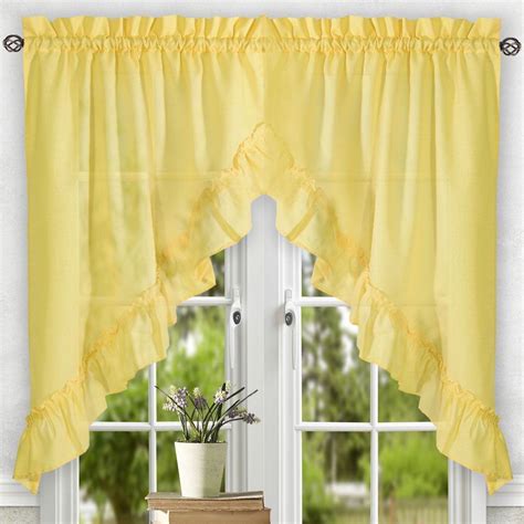 It's important to consider how tall your window is, what type of curtain you prefer, and what sweet home collection kitchen window tier, swag, or valance curtain treatment in stylish and unique patterns and designs for all home décor. Stacey Yellow 60 X 38 Inch Ruffled Swag Curtain Ellis ...