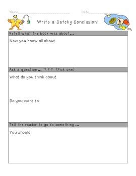 Writing Conclusions Graphic Organizer By Friendly First TpT