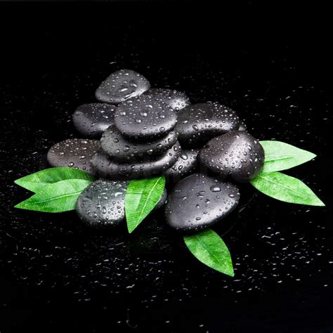 Zen Stones And Leaves With Water Drops Stock Image Colourbox