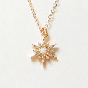 Opal Star Necklace Dainty Opal Necklace Celestial Jewelry Etsy