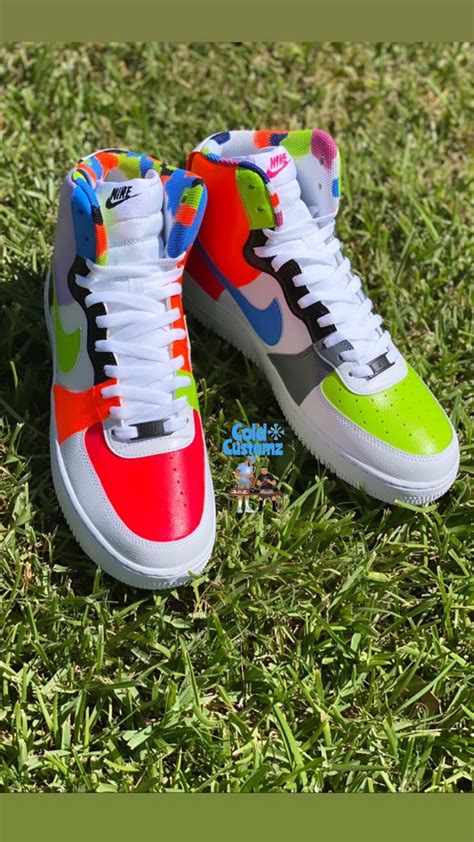 Custom Nike Air Force 1 High Neon Multi Color Cold Society