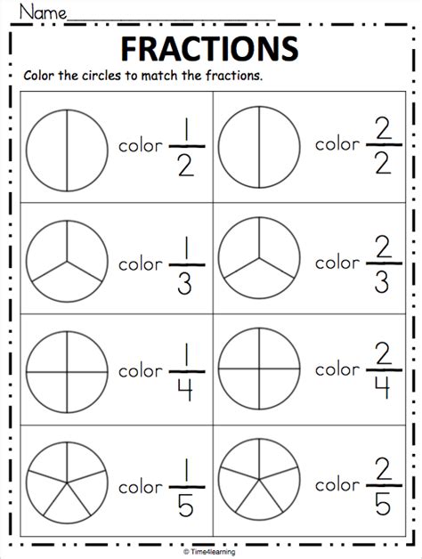 Fraction Worksheet Color The Fraction Free Fraction Worksheets Math