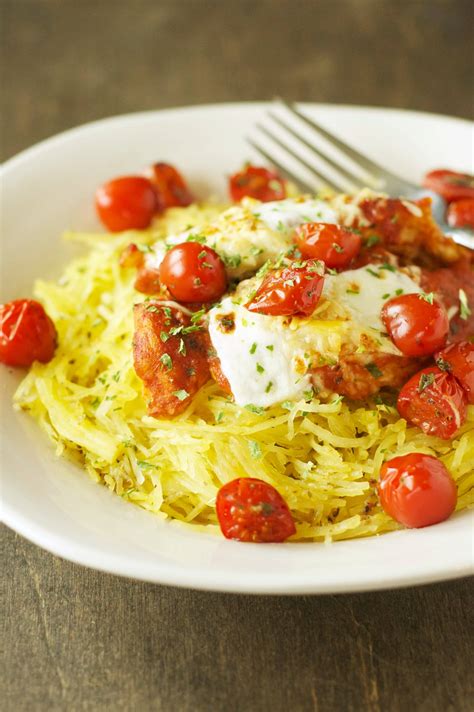 Add the lemon juice and chicken broth and cook until the liquid reduces by about half, 20 minutes. Slow Cooker Chicken Parmesan with Spaghetti Squash and ...