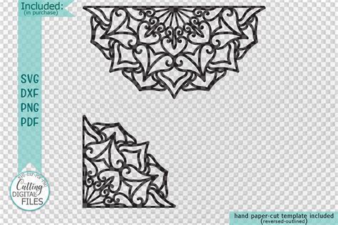 Butterfly zentagle mandala svg 001. Mandala set corner half border plotter cut svg dxf templates