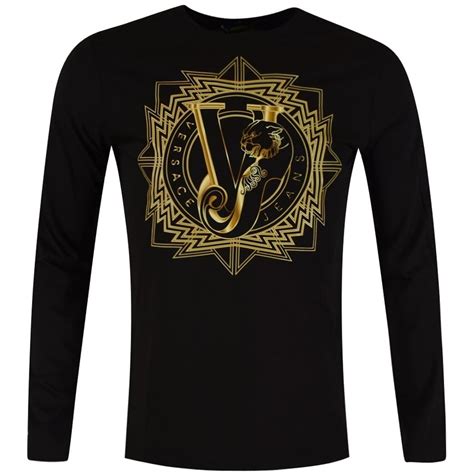 Versace Jeans Black And Gold Print Longsleeve T Shirt Men From