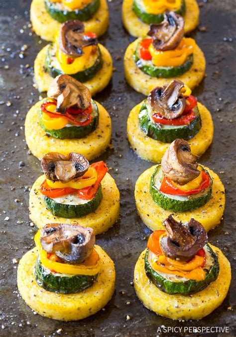 Sheet Pan Roasted Vegetable Polenta Stacks A Spicy Perspective