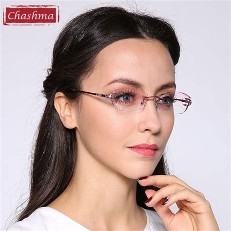 chashma 2017 pure titanium fashionable lady eyeglasses rimless spectacle frames women Очки