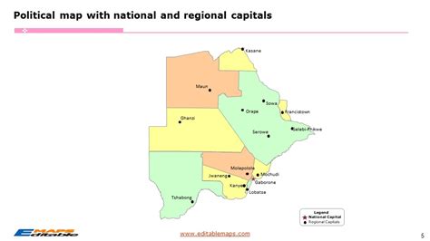 Botswana Map With Districts And Sub Districts Editable