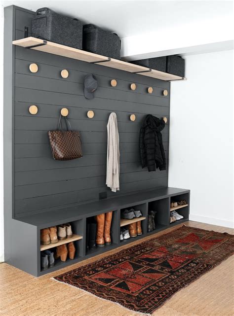 Mudroom garage like simple large open bench. Garage Mudroom Ideas and Inspiration | Hunker