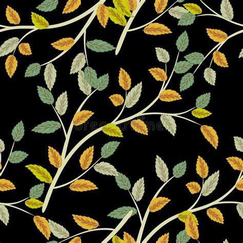 Seamless Pattern With Gold Leaf Autumn Leaves Background Vector