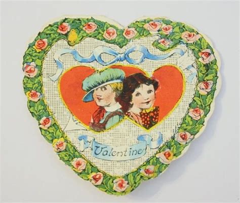 Vintage Valentines Card Heart Shaped Valentine Cards 1920s Vintage