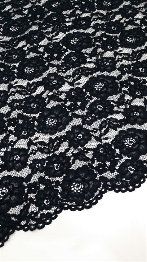 Black Lace Fabric By The Yard French Lace Embroidered Lace Etsy