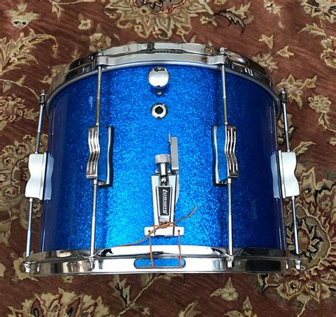 1970s Ludwig 14 Blue Sparkle Snare Drum 10x14 3 Ply Reverb