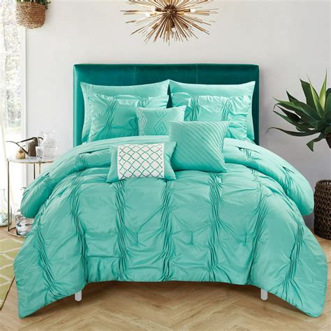 Chic Home 10 Piece Luna Pinch Pleated Ruffled And Pleated Complete Queen Bed In A Bag Comforter