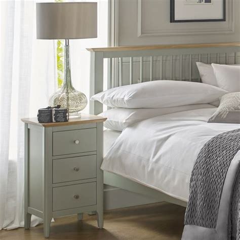 Simona Bedside Cabinet In Sage Green With 3 Drawers Sage Green