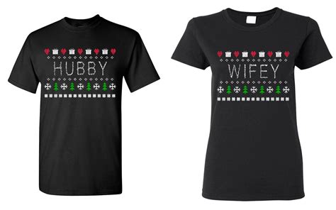 Couple T Shirt Matching Couples Hubby Wifey Ugly Christmas Cute Shirt